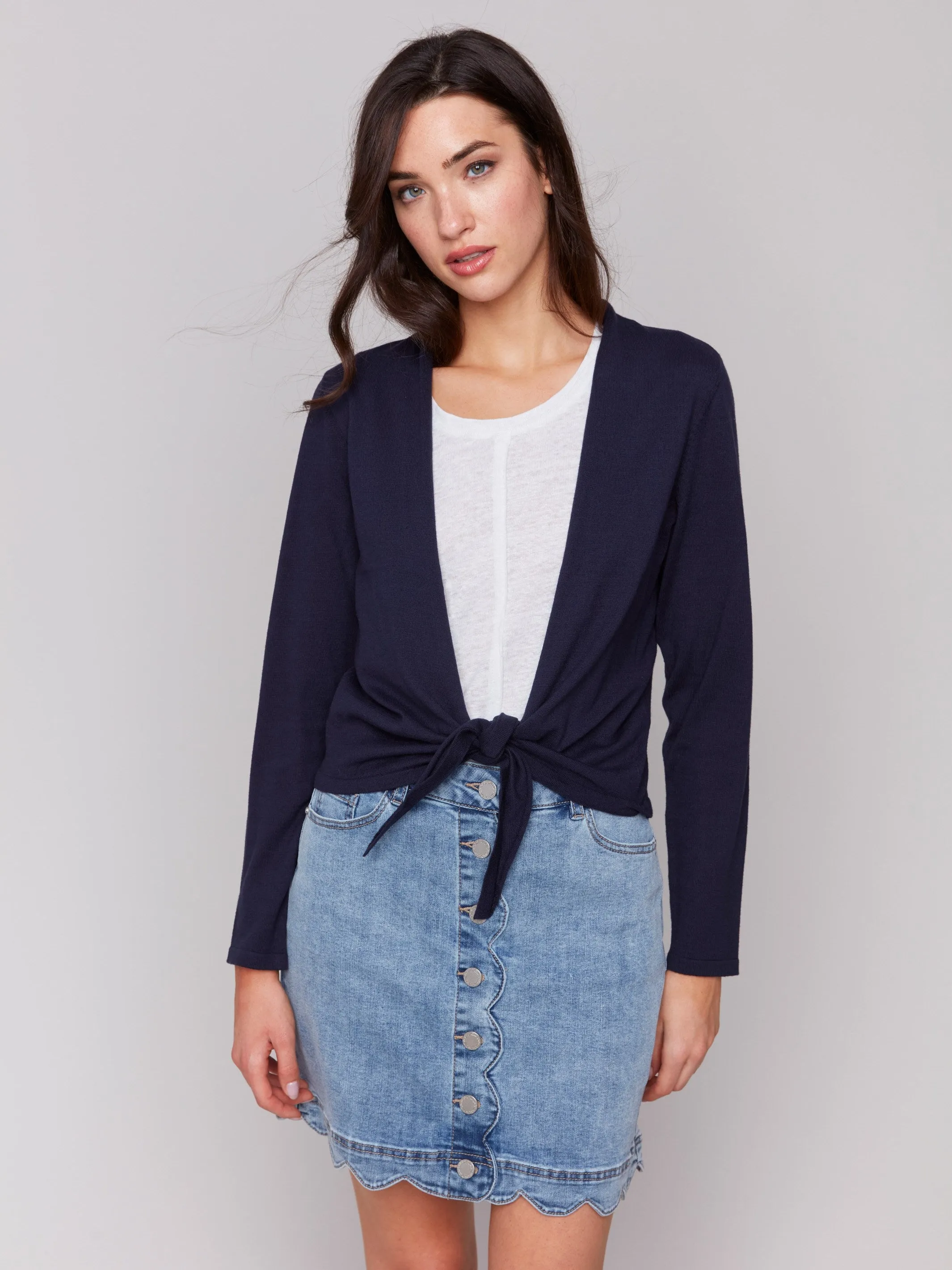 Tie Front Bolero - Navy