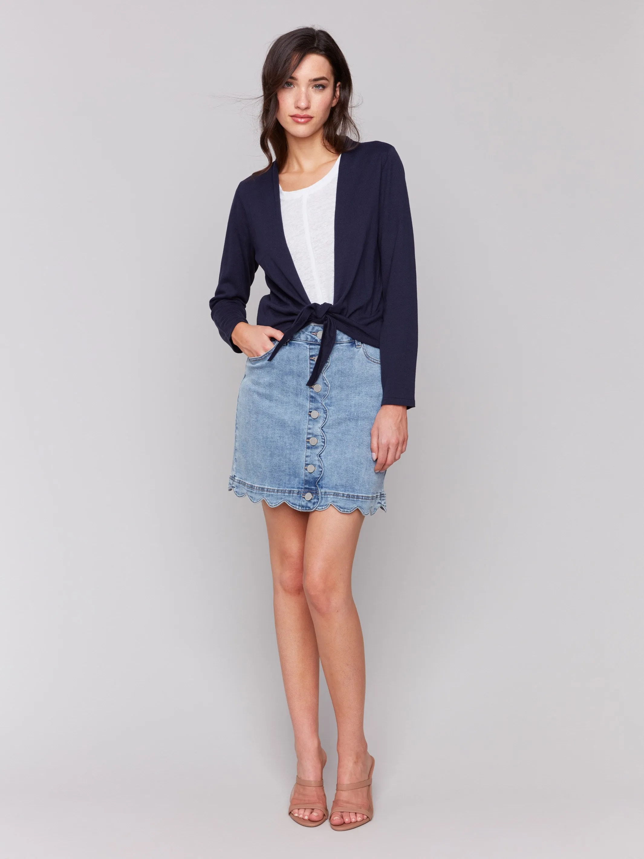 Tie Front Bolero - Navy