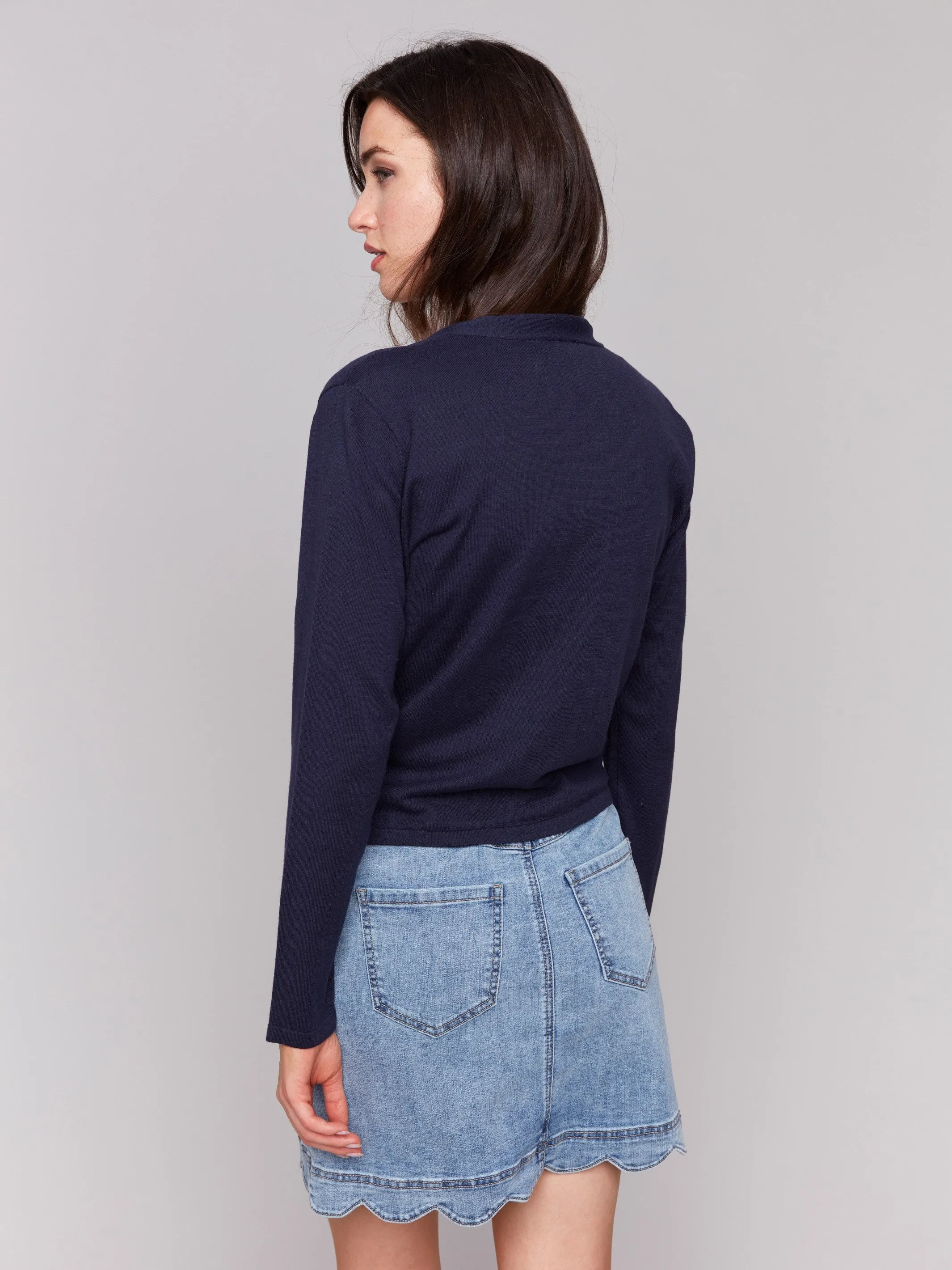 Tie Front Bolero - Navy