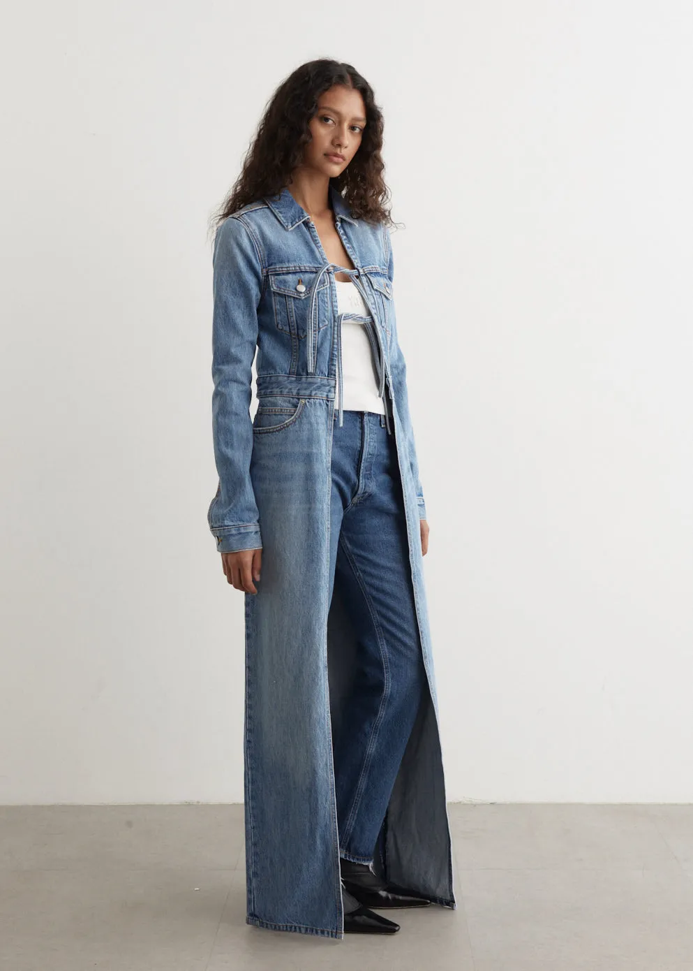 Tie Front Denim Trucker Jacket