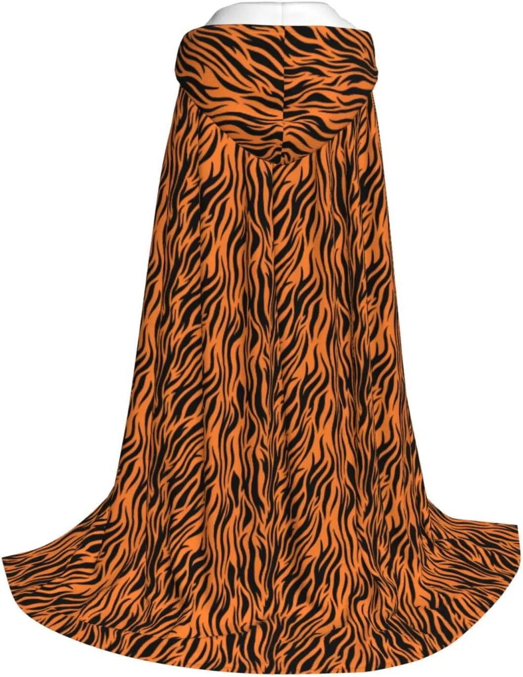 Tiger Stripes Orange Pattern Print Halloween Hooded Cloak Full Length Cape With Hood For Men And Women For Carnival