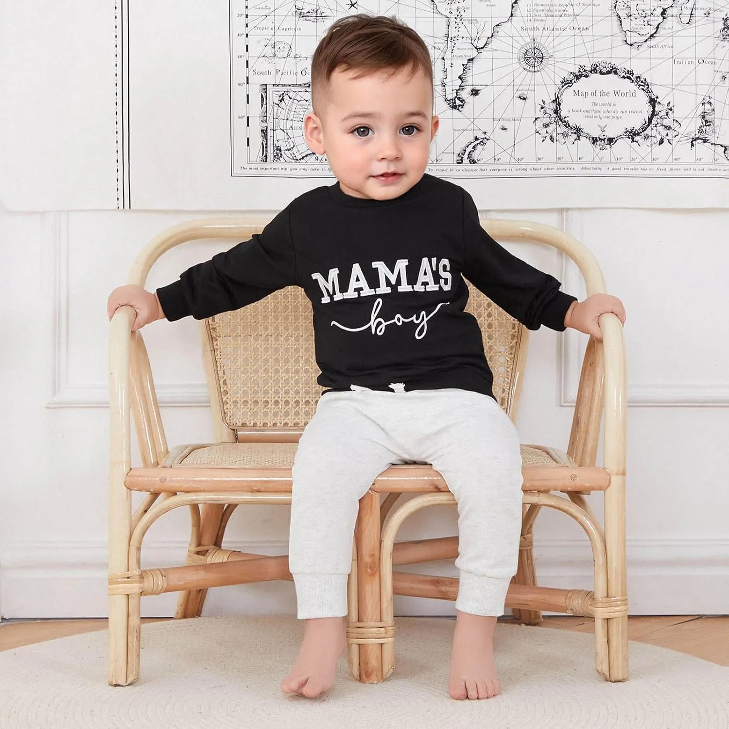 Toddler Baby Boy Sweatshirts Letter Embroidered Long Sleeve Baby Pullovers Tops Infant Fall Winter Casual Tops