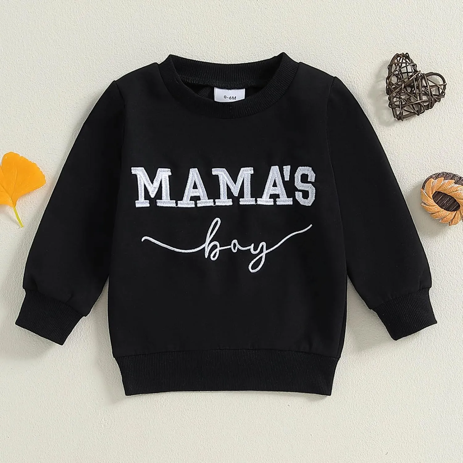 Toddler Baby Boy Sweatshirts Letter Embroidered Long Sleeve Baby Pullovers Tops Infant Fall Winter Casual Tops