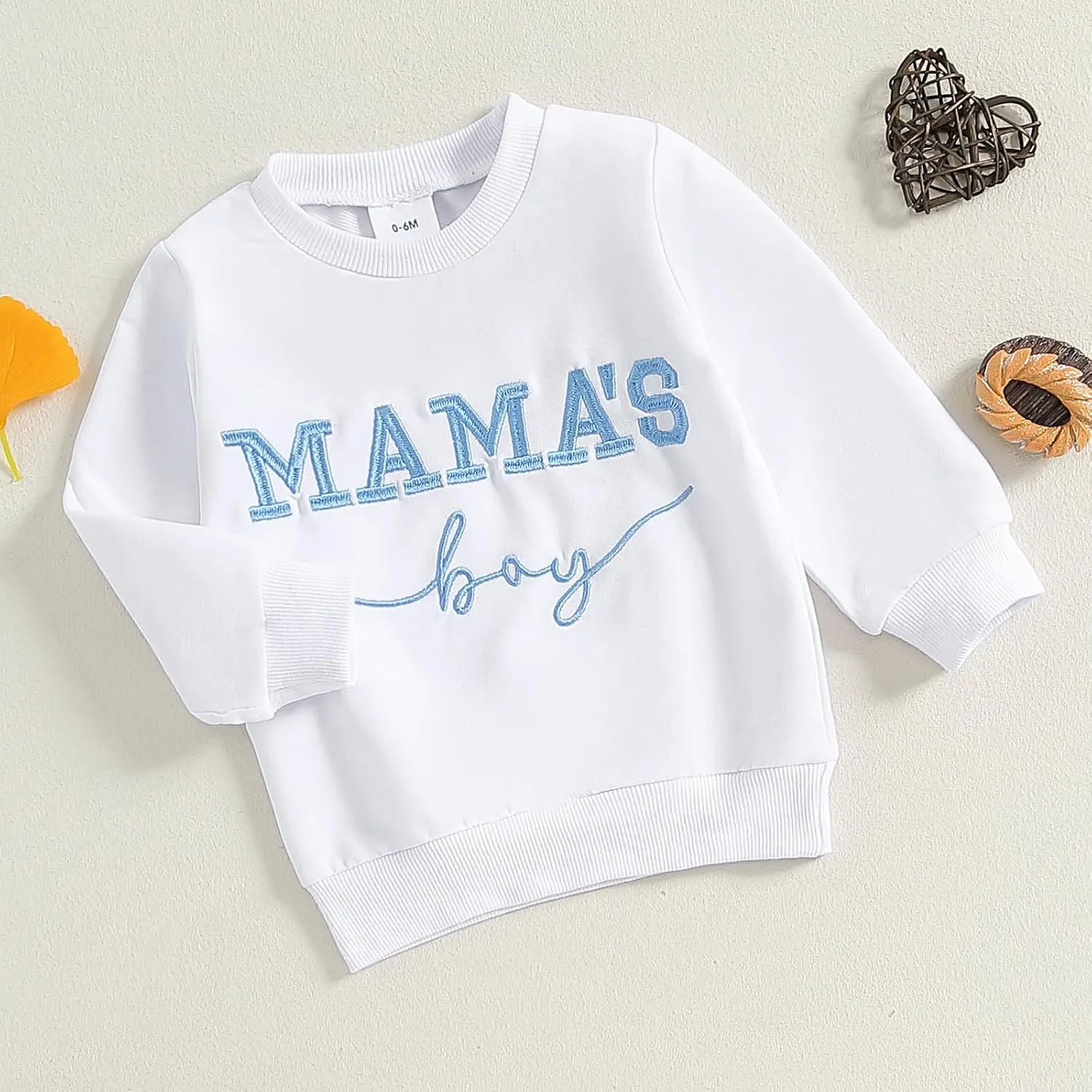 Toddler Baby Boy Sweatshirts Letter Embroidered Long Sleeve Baby Pullovers Tops Infant Fall Winter Casual Tops
