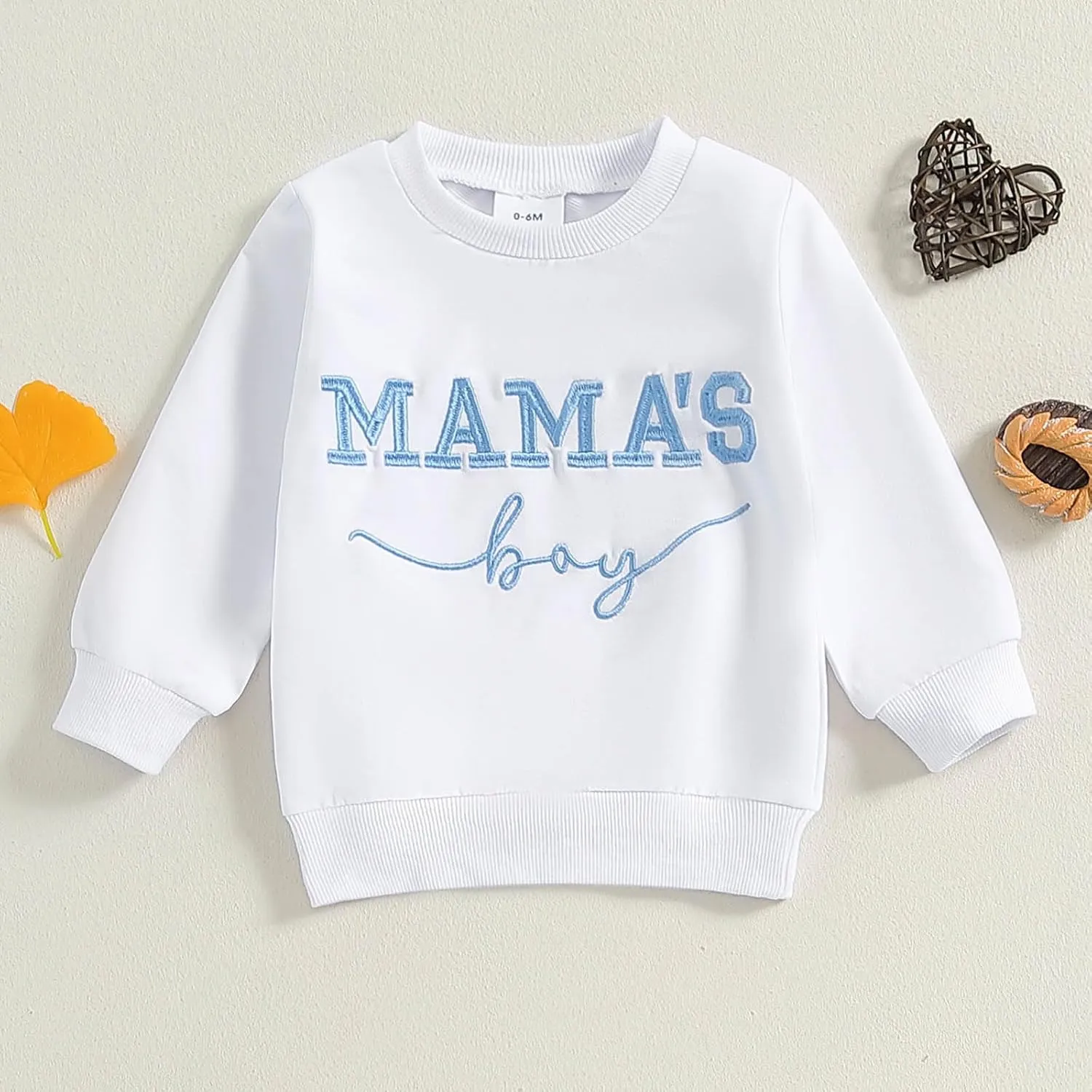 Toddler Baby Boy Sweatshirts Letter Embroidered Long Sleeve Baby Pullovers Tops Infant Fall Winter Casual Tops