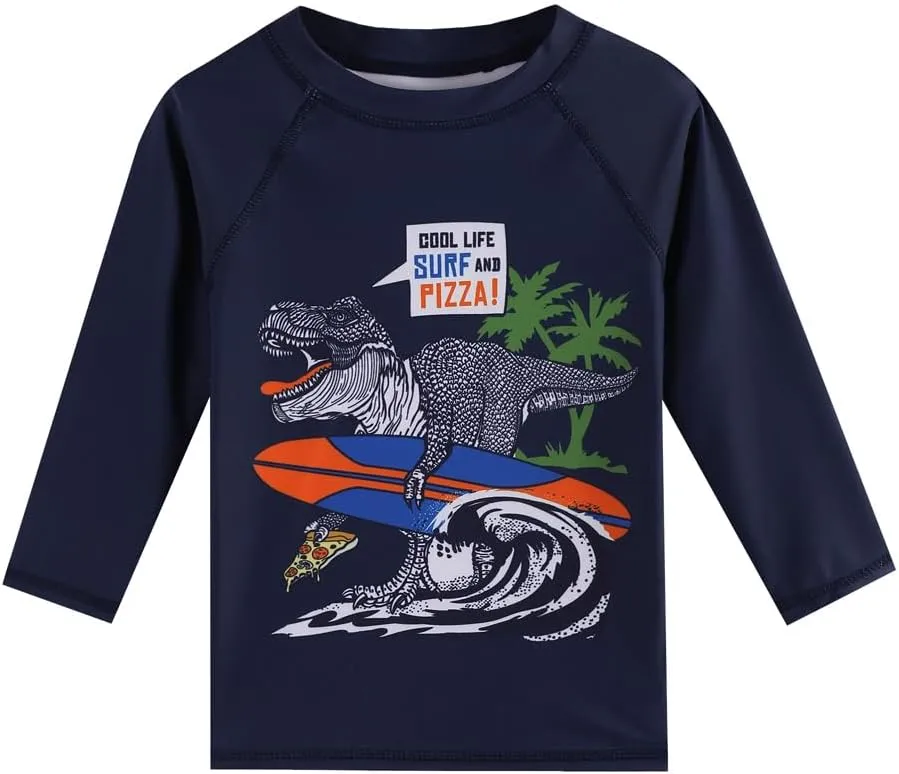 Toddlers and Baby Boys' 3-Piece Rash Guard Swimsuits Kids Long Sleeve Sunsuit Swimwear Sets