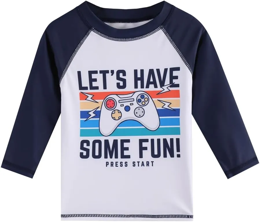 Toddlers and Baby Boys' 3-Piece Rash Guard Swimsuits Kids Long Sleeve Sunsuit Swimwear Sets