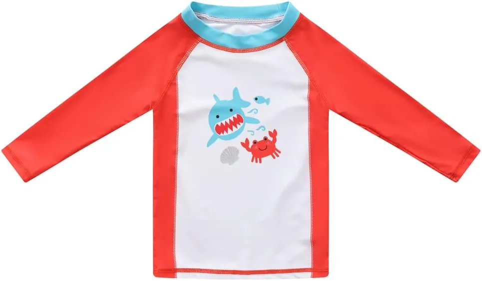 Toddlers and Baby Boys' 3-Piece Rash Guard Swimsuits Kids Long Sleeve Sunsuit Swimwear Sets