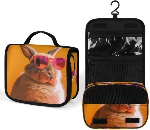 Toiletry Bag for Women,Animal Wearing Sunglasses Printed Hanging Travel Toiletry Bag Waterproof Cosmetic Travel Bag for Travel Business Trips Camping Bathroom