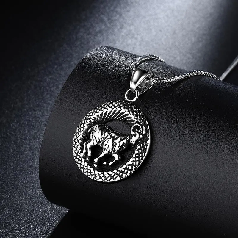 Tokyo Mart Men Zodiac Aries Necklace Pendant Star Sign Constellation Jewelry Women Boys Girls Birthday Gift