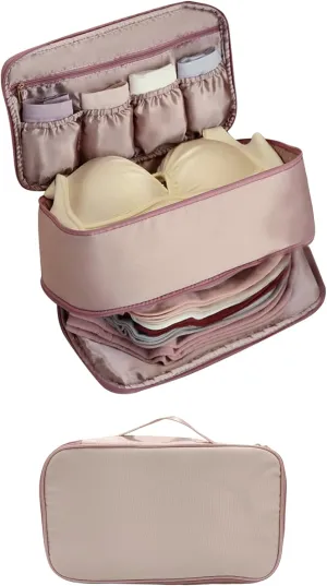 Travel Underwear Lingerie Bra Socks Bag Organizer Storage Pouch Portable Luggage Multiple Layers Pack Cube Toiletry Bag,Rose Pink4#