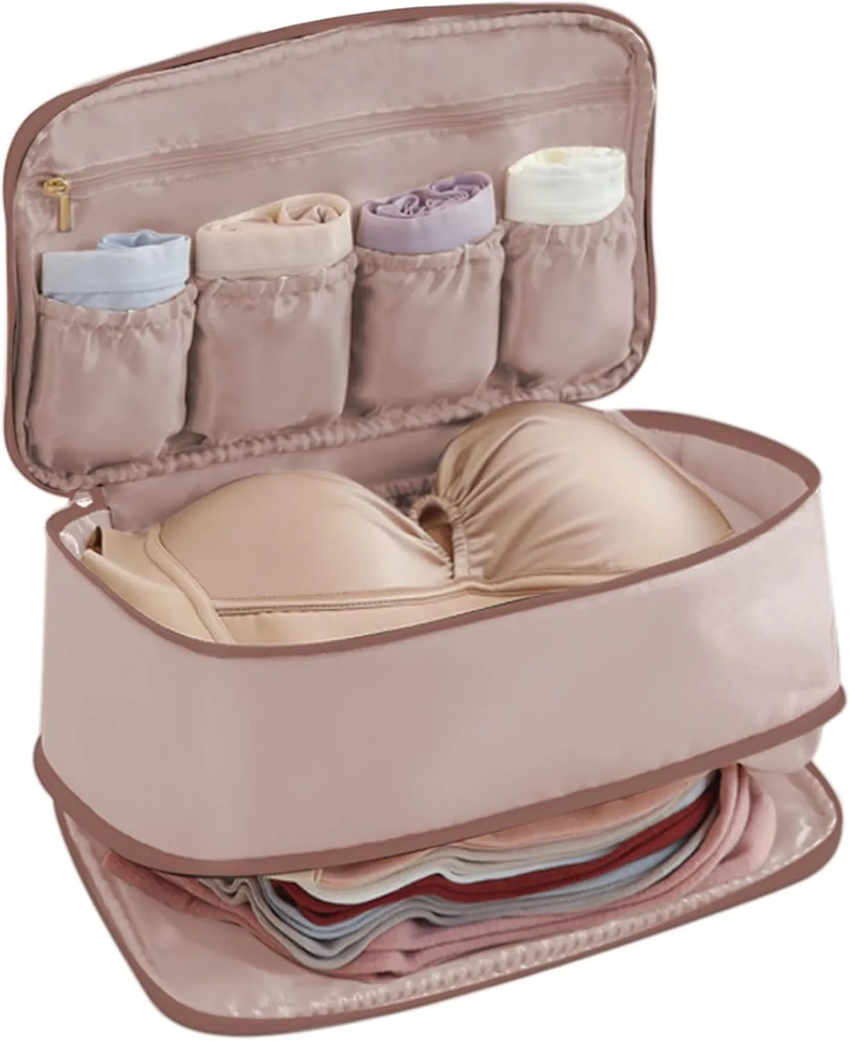 Travel Underwear Lingerie Bra Socks Bag Organizer Storage Pouch Portable Luggage Multiple Layers Pack Cube Toiletry Bag,Rose Pink4#