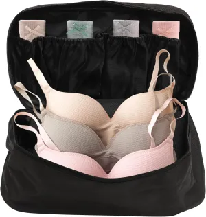 Travel Underwear Organizer Black Travel Organizer Bra Bag Cosmetic Bag Travel Storage Bag Packing Organizer for Bra Socks Toiletry Underpants, Suitable for Men Women (Black)