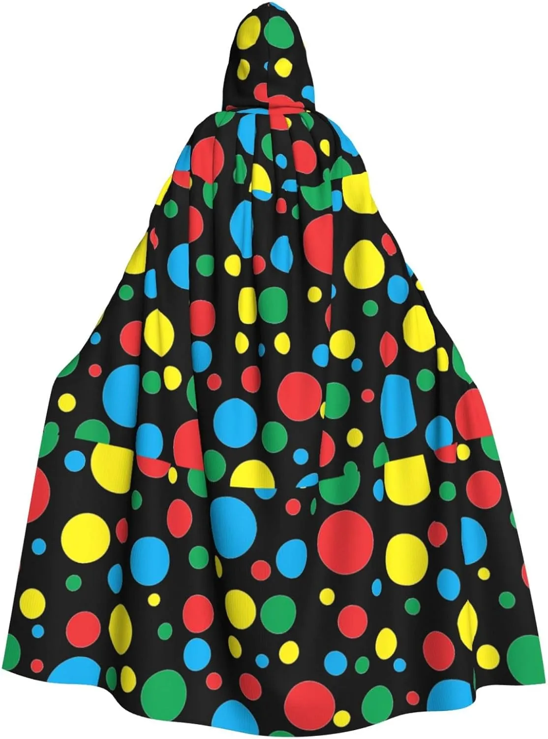 Twister Polka Dots Print Halloween Hooded Cloak Suitable Carnival Theme Party Halloween Cosplay Costume