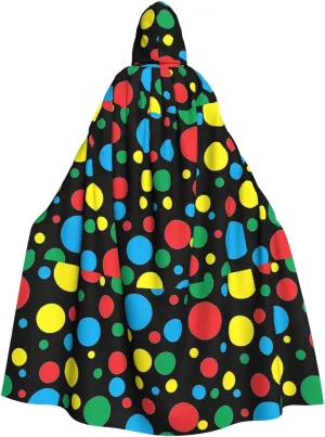Twister Polka Dots Print Halloween Hooded Cloak Suitable Carnival Theme Party Halloween Cosplay Costume