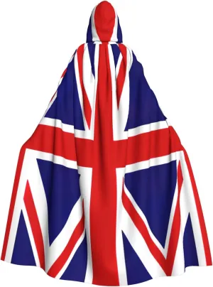 Uk Flag Print Variety Hooded Cloak For Halloween Carnival Cosplay And Themed Parties Cloak