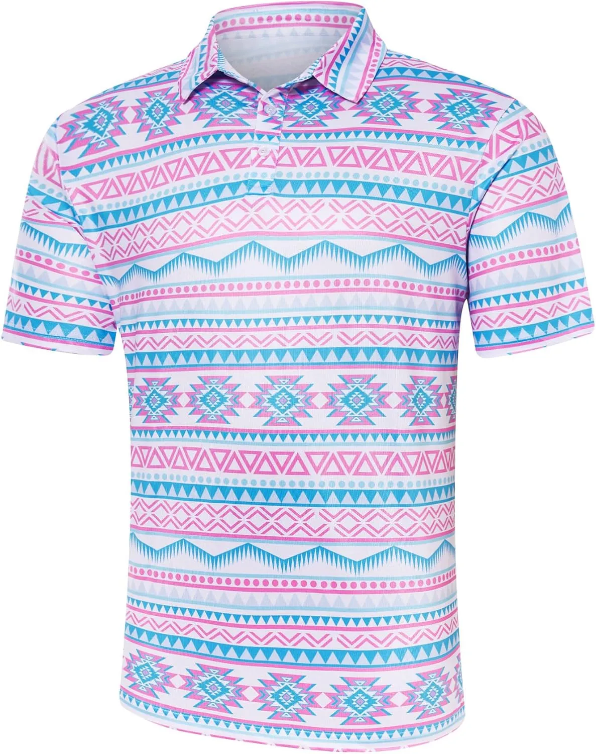 UNIFACO Mens Golf Shirt 3D Print Polo Shirts Dry Fit Performance Moisture Wicking Short Sleeve