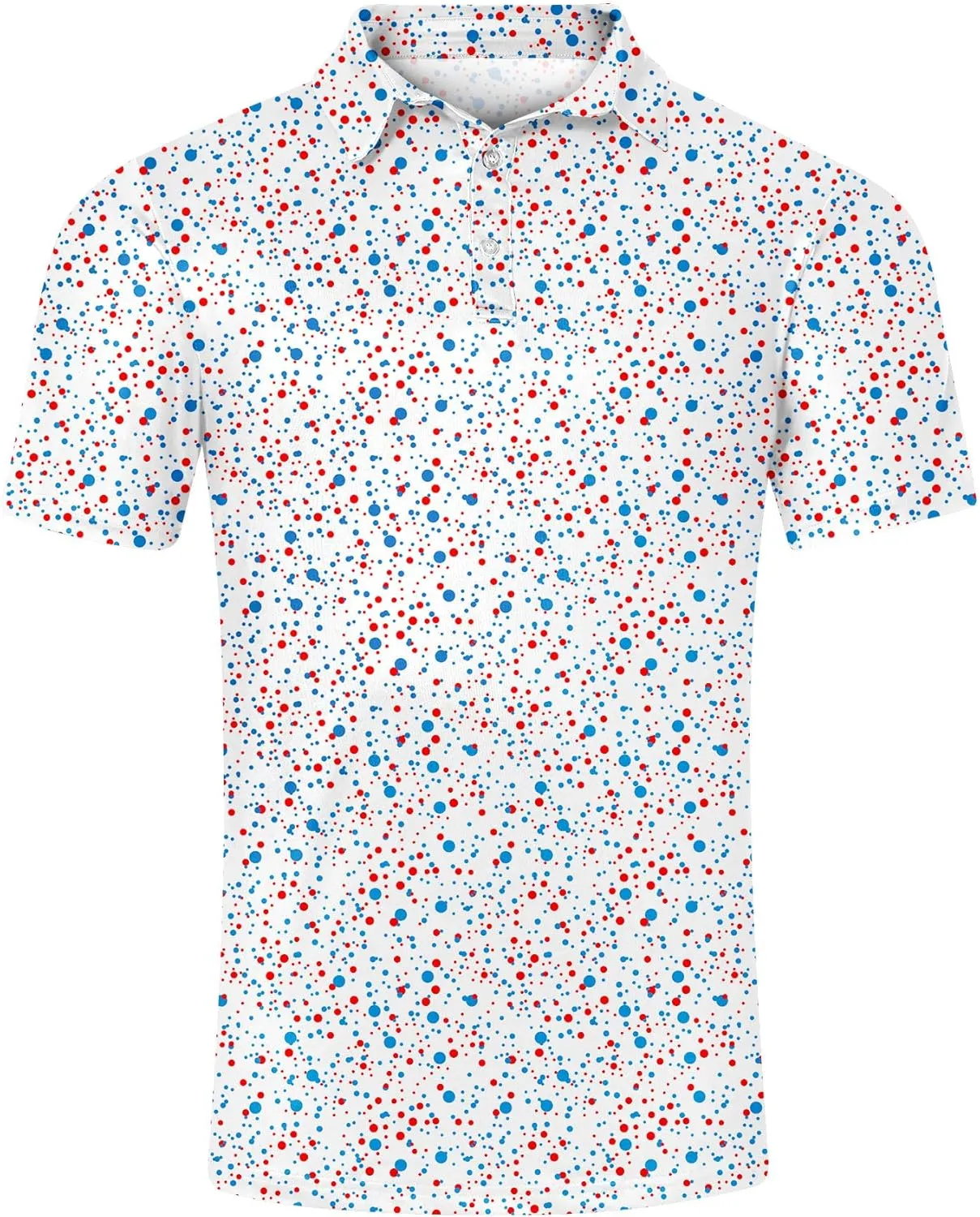 UNIFACO Mens Golf Shirt 3D Print Polo Shirts Dry Fit Performance Moisture Wicking Short Sleeve