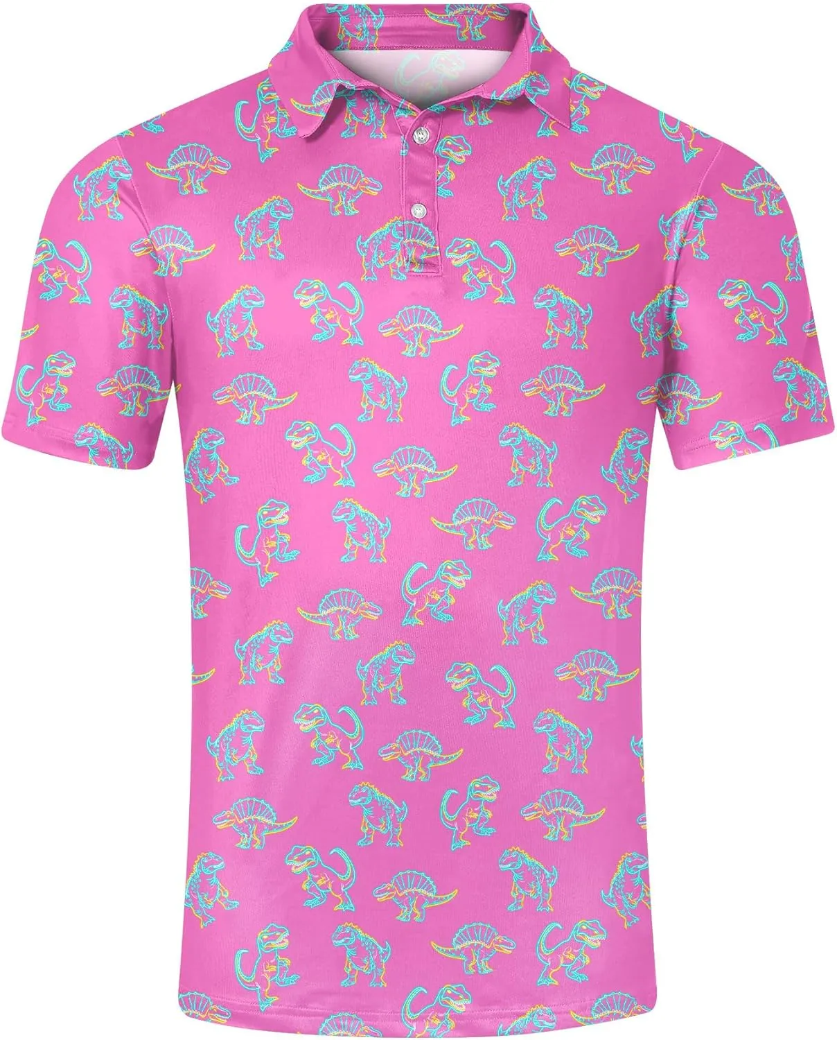 UNIFACO Mens Golf Shirt 3D Print Polo Shirts Dry Fit Performance Moisture Wicking Short Sleeve