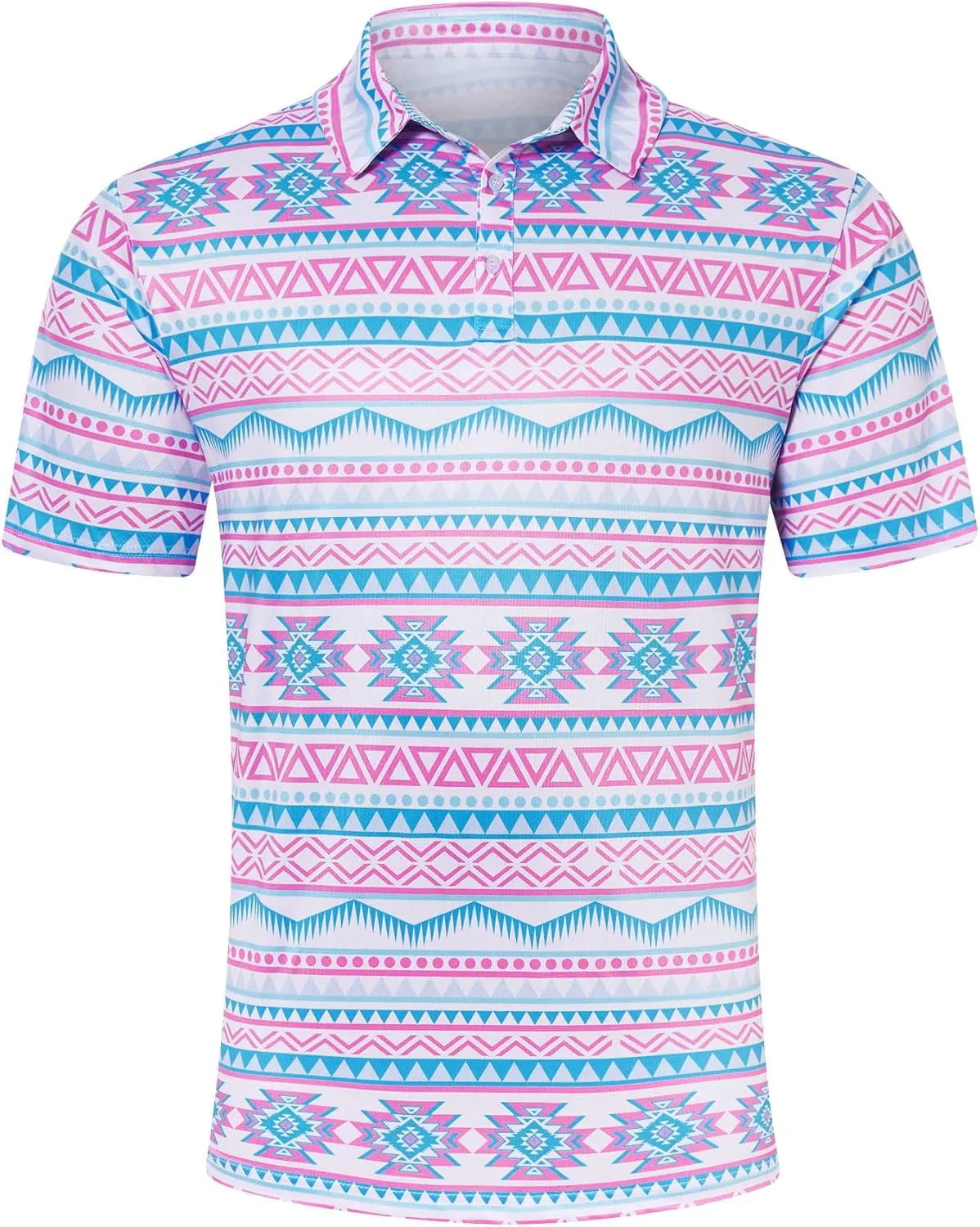UNIFACO Mens Golf Shirt 3D Print Polo Shirts Dry Fit Performance Moisture Wicking Short Sleeve