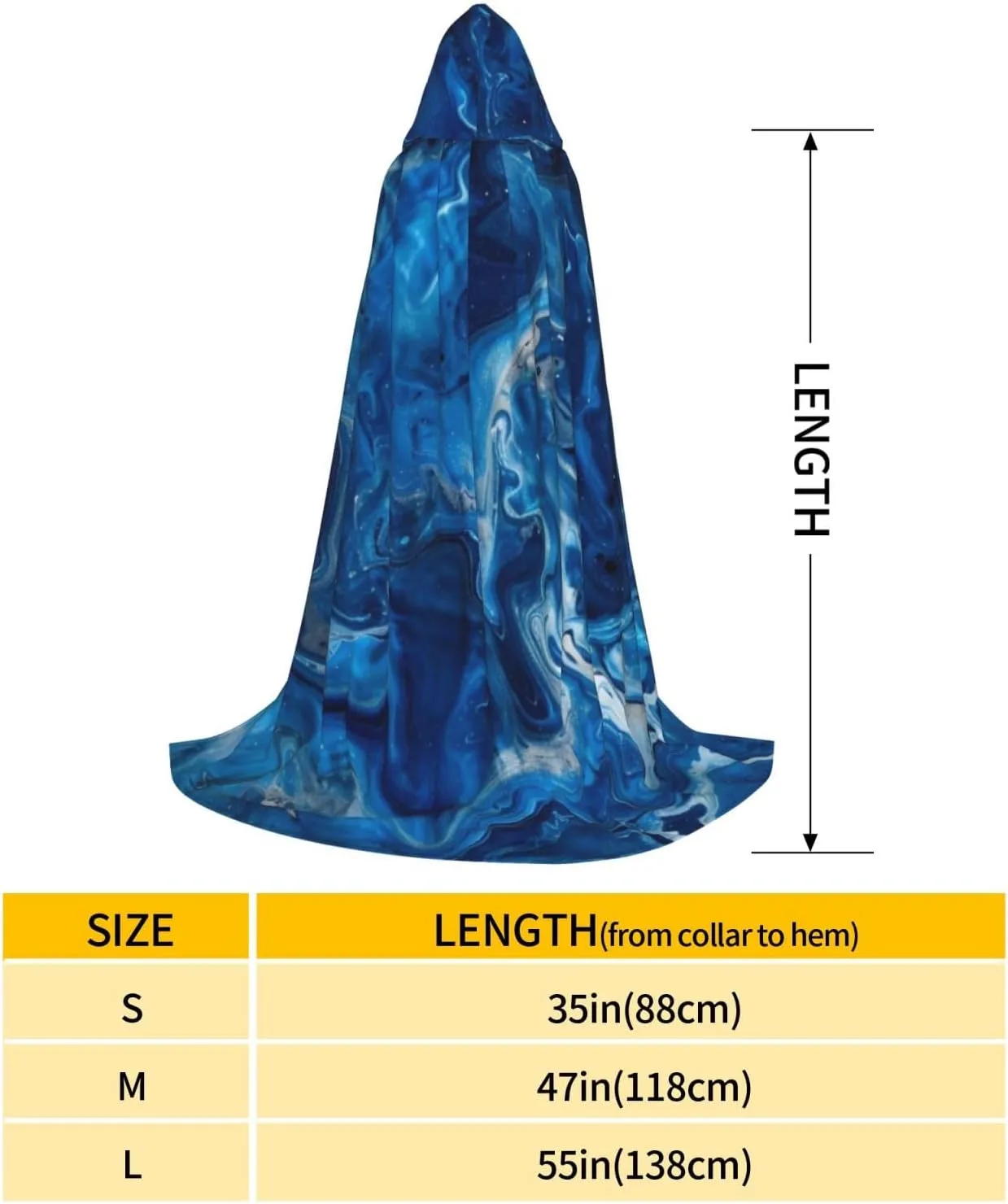 Unisex Hooded Robe Cloak, abstract blue - Adults' Lightweight Cloak for Halloween Cosplay Costumes -