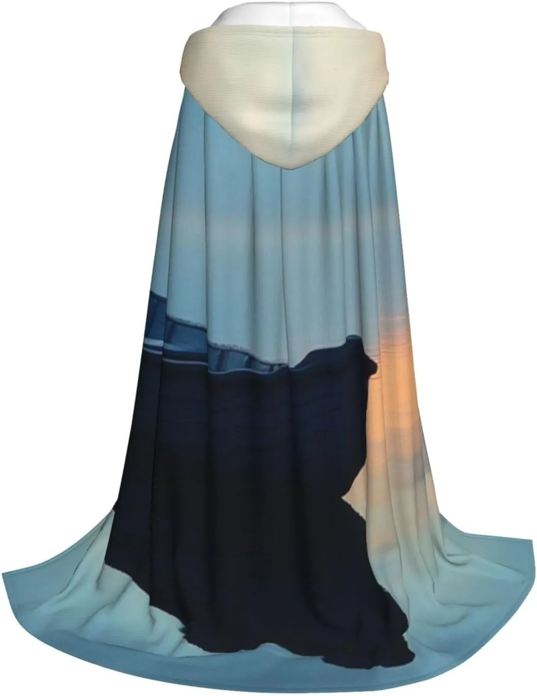 Unisex Hooded Robe Cloak, boat at dusk - Adults' Lightweight Cloak for Halloween Cosplay Costumes -
