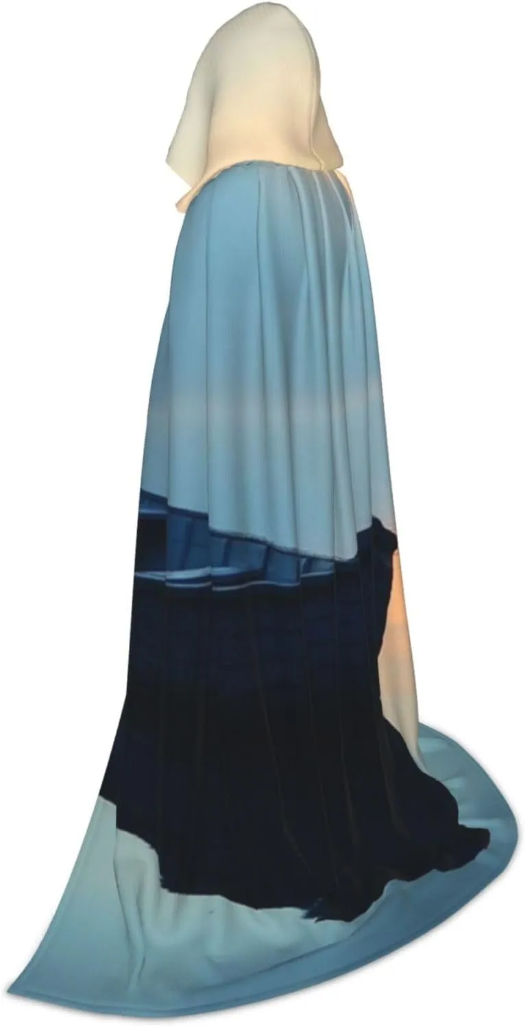 Unisex Hooded Robe Cloak, boat at dusk - Adults' Lightweight Cloak for Halloween Cosplay Costumes -