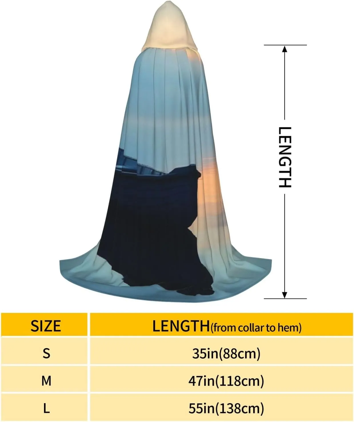 Unisex Hooded Robe Cloak, boat at dusk - Adults' Lightweight Cloak for Halloween Cosplay Costumes -