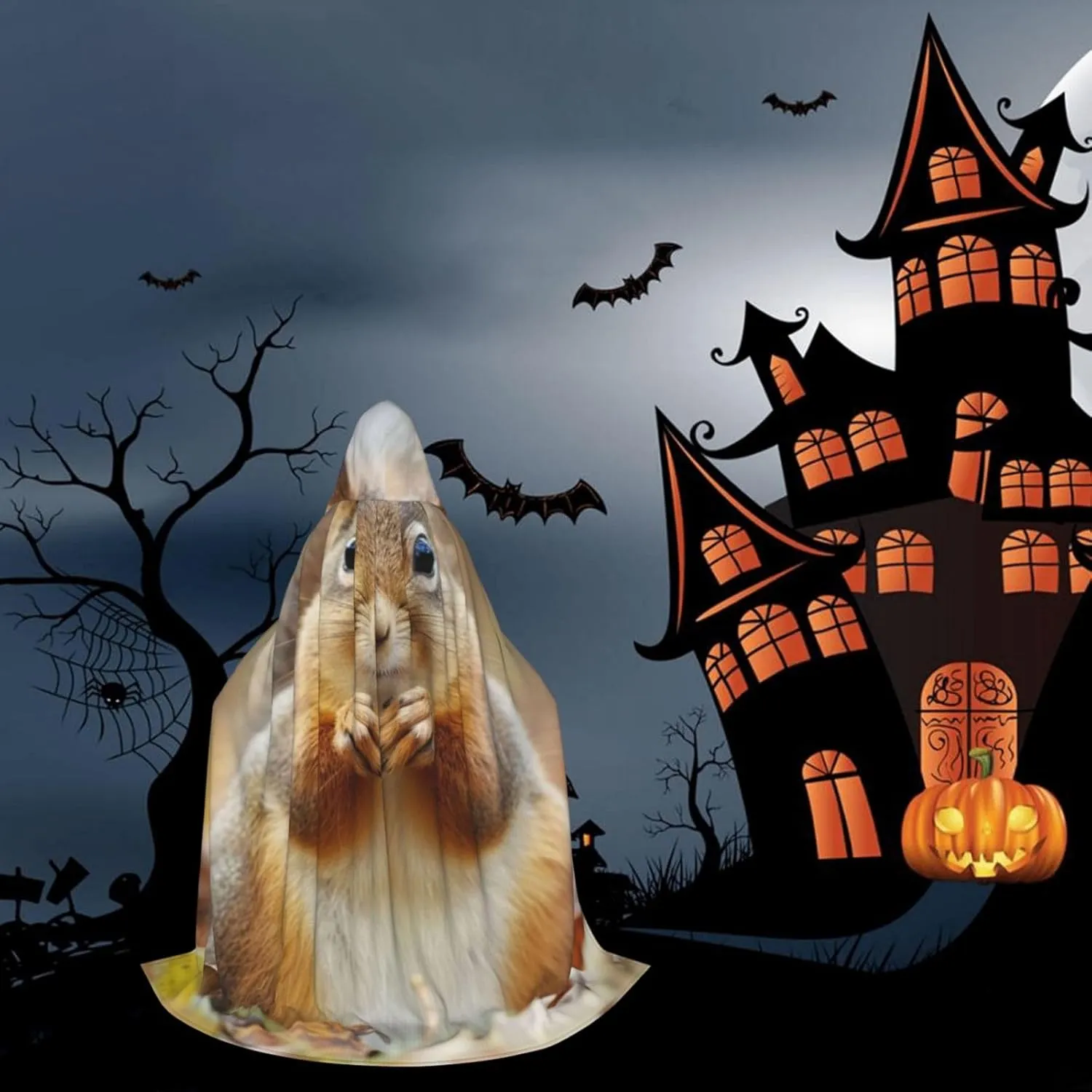 Unisex Hooded Robe Cloak, cute squirrel - Adults' Lightweight Cloak for Halloween Cosplay Costumes -