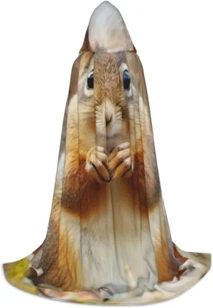 Unisex Hooded Robe Cloak, cute squirrel - Adults' Lightweight Cloak for Halloween Cosplay Costumes -