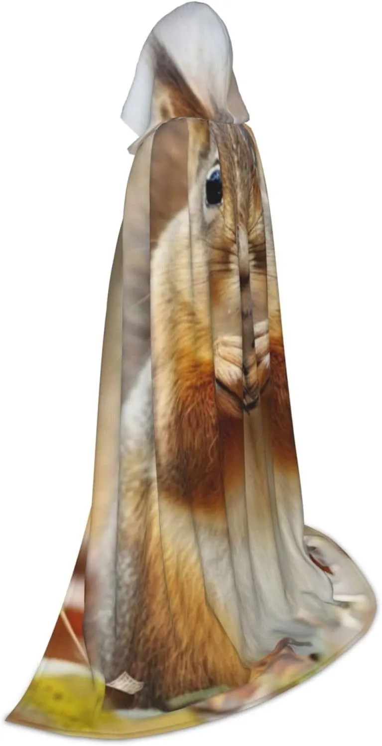Unisex Hooded Robe Cloak, cute squirrel - Adults' Lightweight Cloak for Halloween Cosplay Costumes -