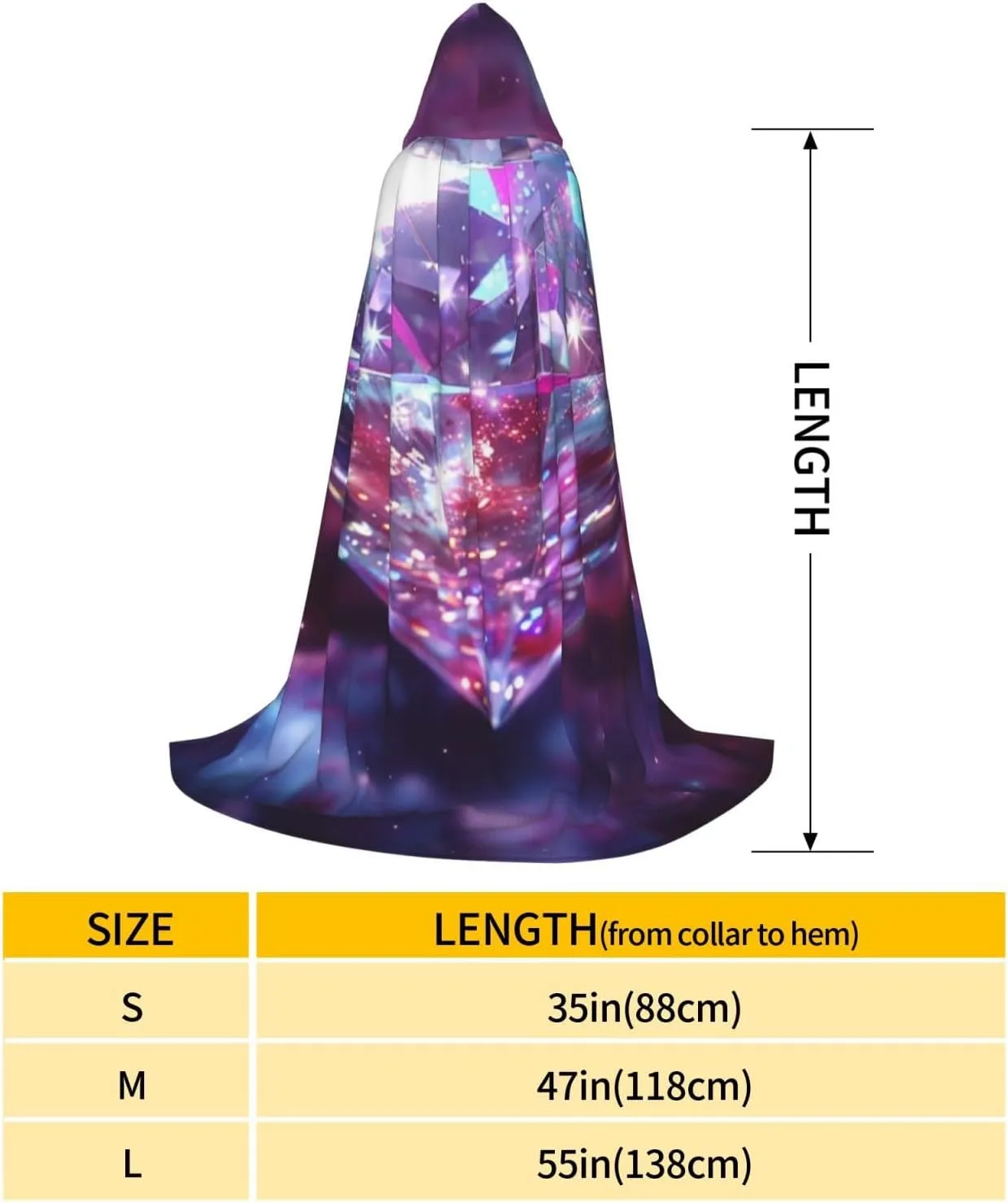 Unisex Hooded Robe Cloak, galaxy diamond - Adults' Lightweight Cloak for Halloween Cosplay Costumes -