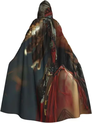 Unisex Hooded Robe Cloak, native american - Adults' Lightweight Cloak for Halloween Cosplay Costumes