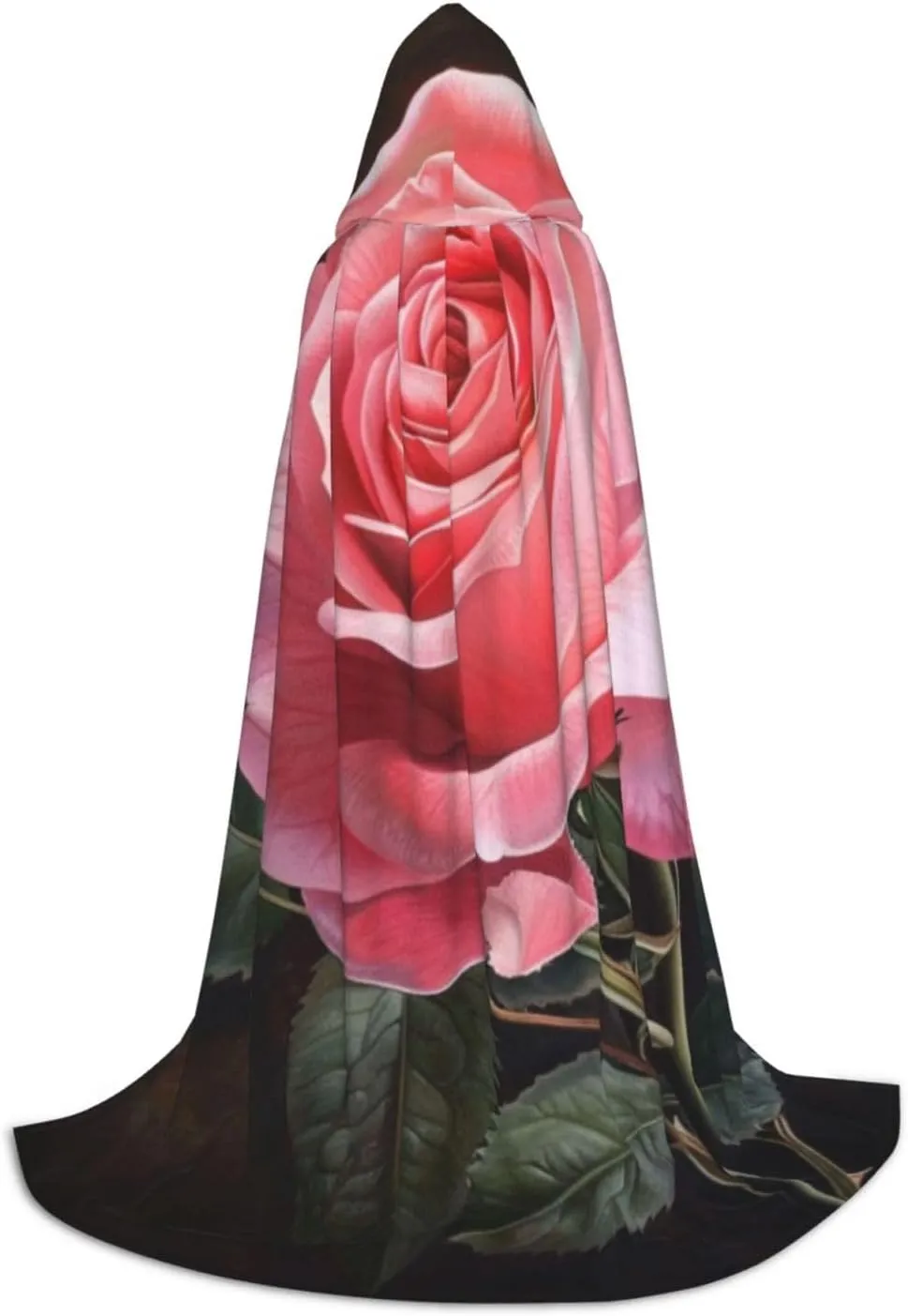Unisex Hooded Robe Cloak, pink rose - Adults' Lightweight Cloak for Halloween Cosplay Costumes -