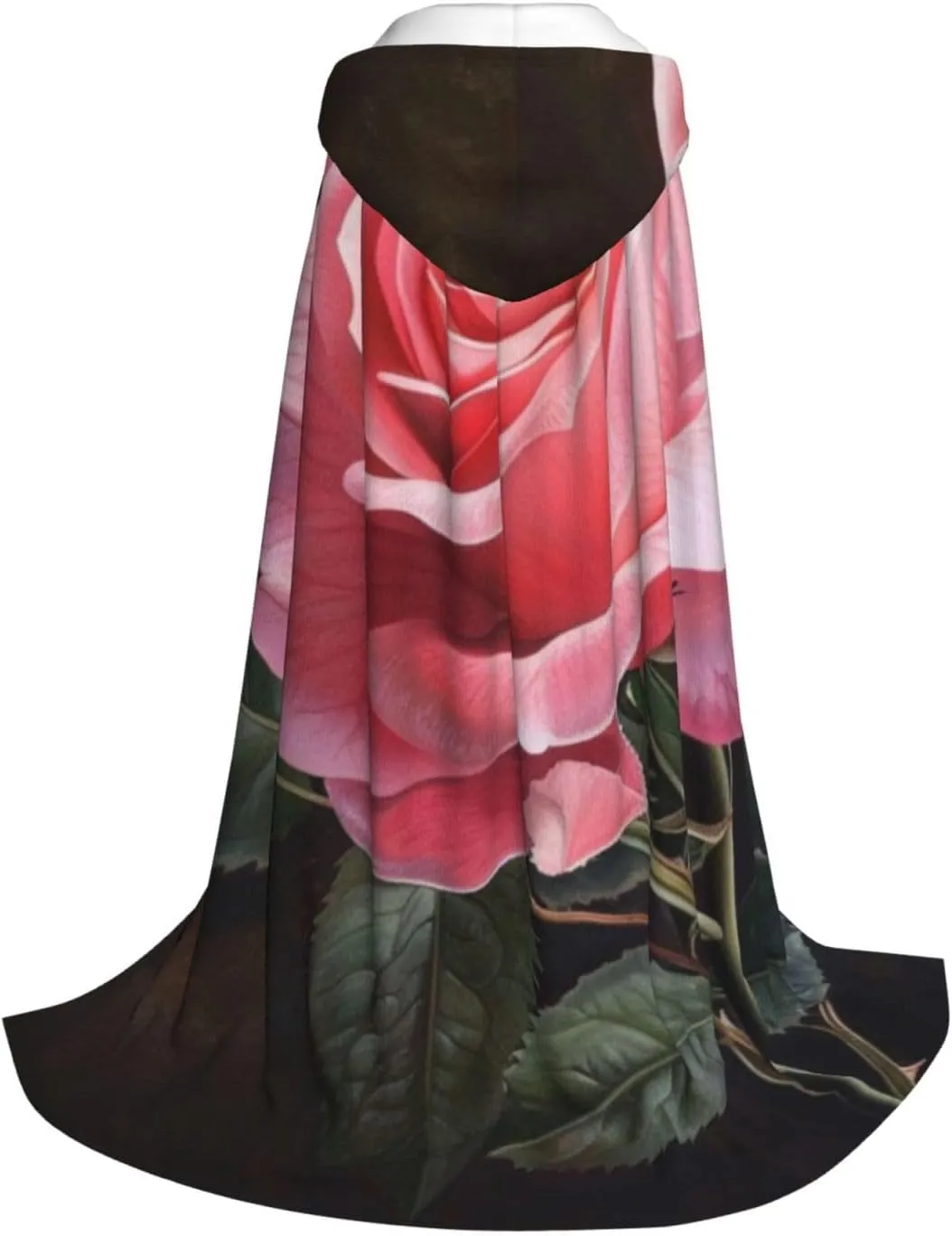 Unisex Hooded Robe Cloak, pink rose - Adults' Lightweight Cloak for Halloween Cosplay Costumes -