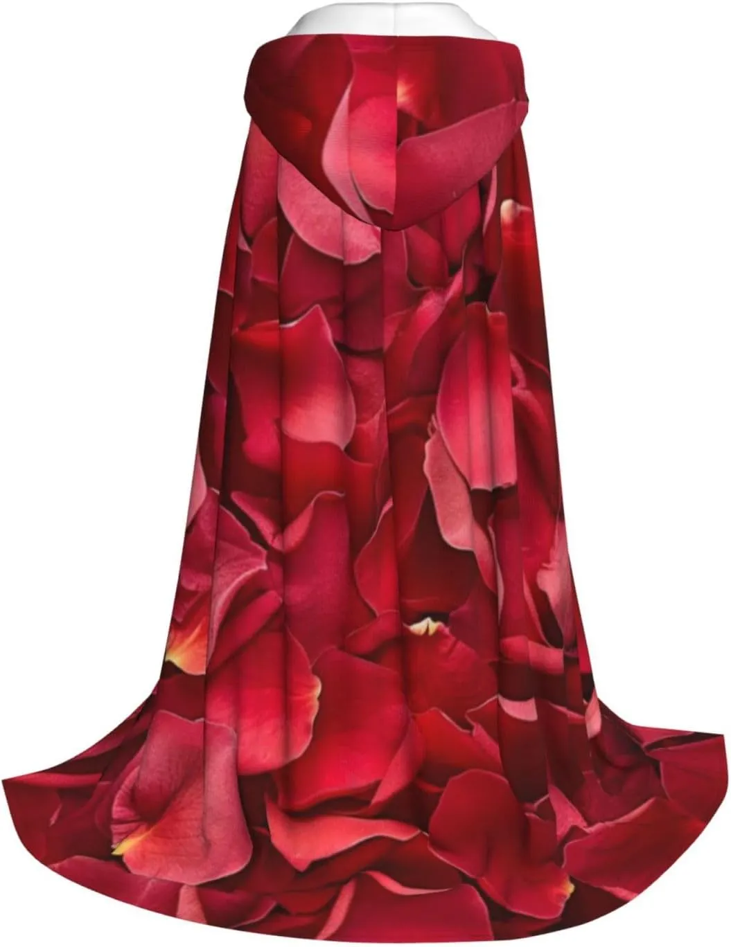 Unisex Hooded Robe Cloak, red rose petals - Adults' Lightweight Cloak for Halloween Cosplay Costumes -
