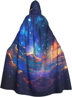 Unisex Hooded Robe Cloak, Starry Sky Universe Space - Adults' Lightweight Cloak for Halloween Cosplay Costumes