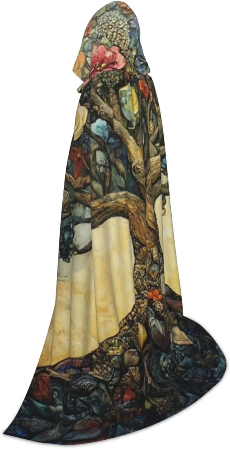 Unisex Hooded Robe Cloak, tree of life - Adults' Lightweight Cloak for Halloween Cosplay Costumes -