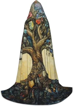 Unisex Hooded Robe Cloak, tree of life - Adults' Lightweight Cloak for Halloween Cosplay Costumes -