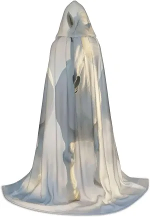 Unisex Hooded Robe Cloak, white horses - Adults' Lightweight Cloak for Halloween Cosplay Costumes -