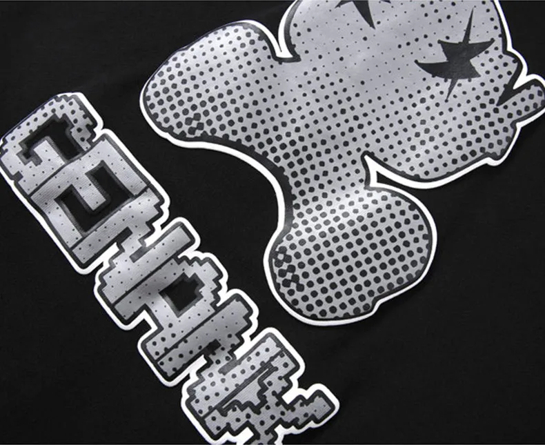 Vibe-Inspired Comic And Letter-Print Baseball Collar Jacket