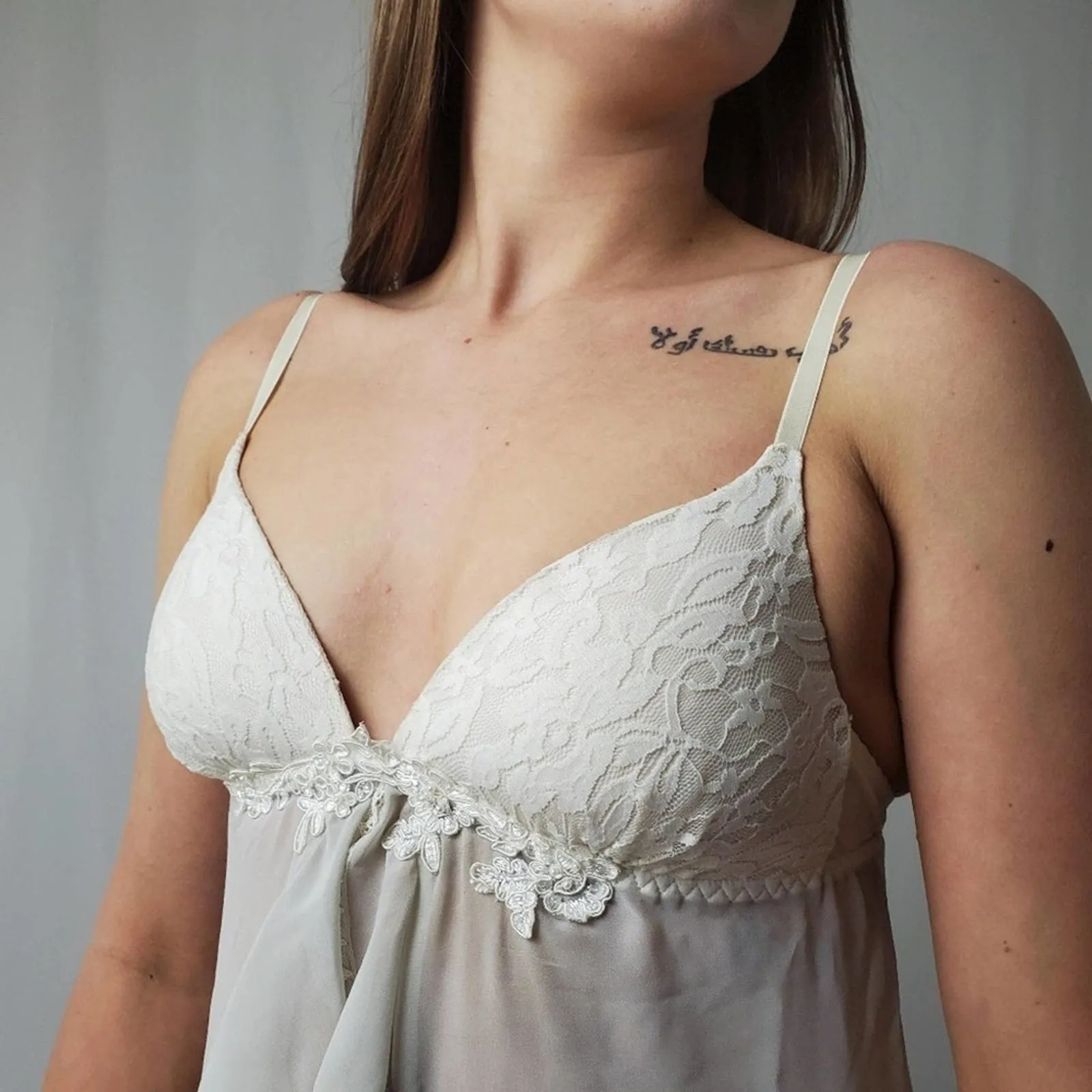 Victoria’s Secret S/M Lace Babydoll Bra Top White