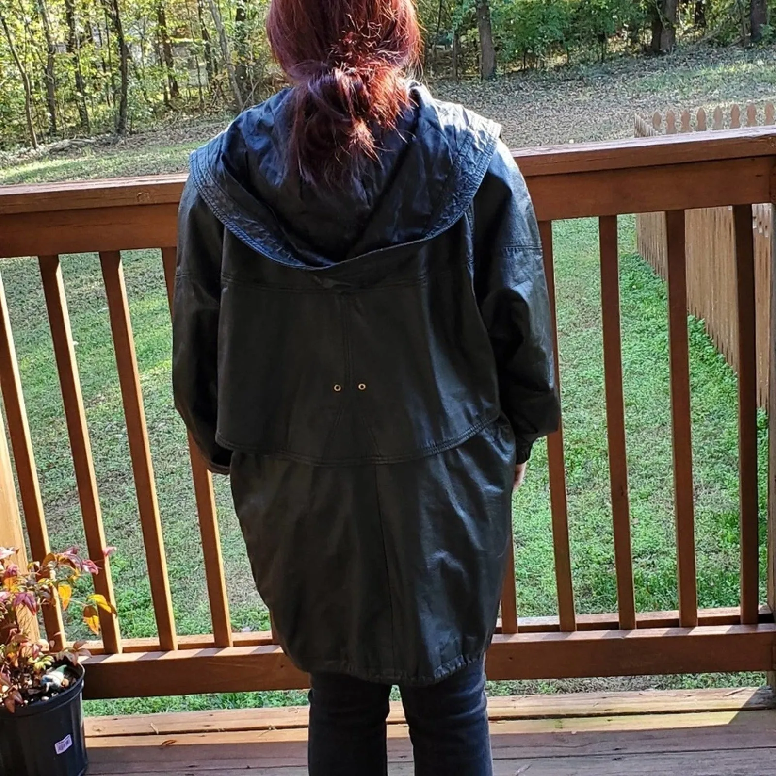 Vintage GIII Long Black Leather Duster