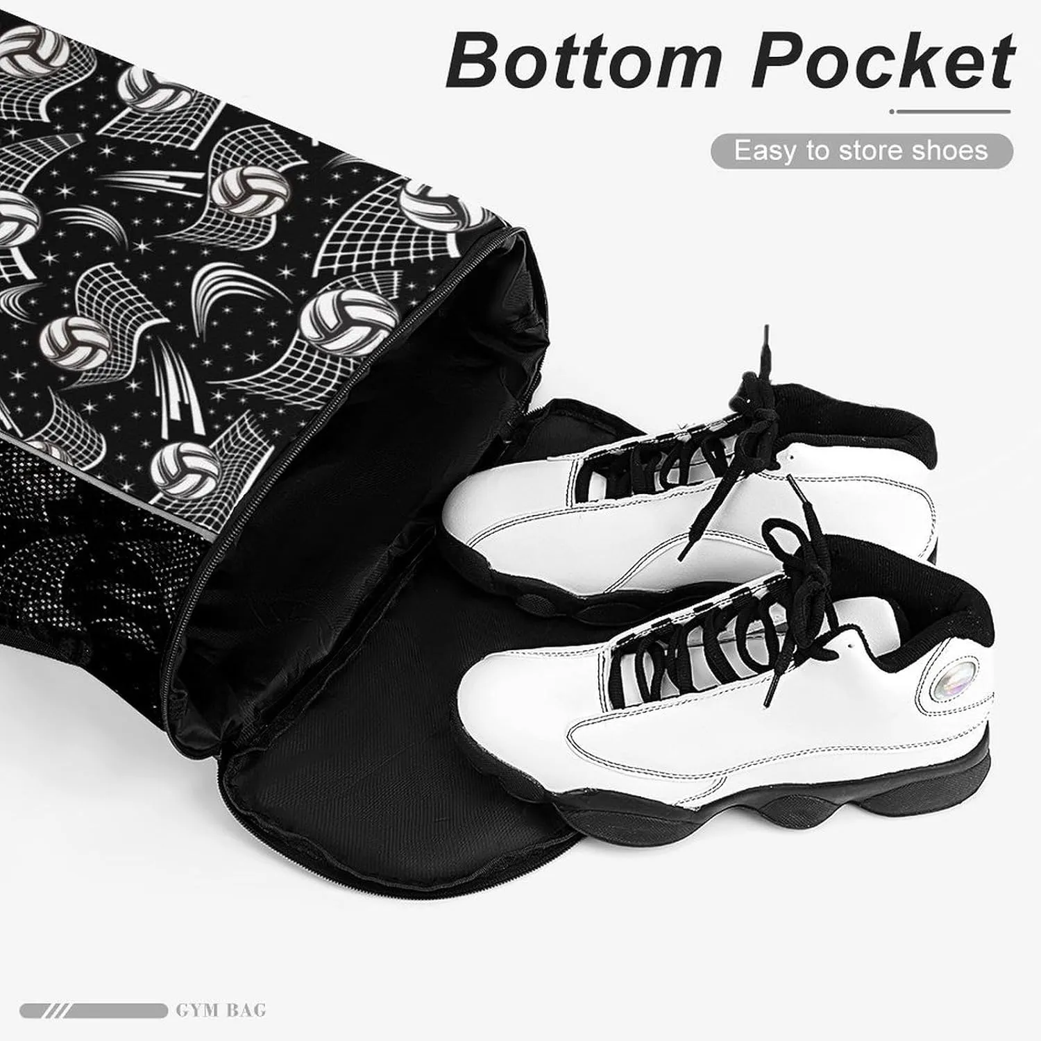 Volleyball Drawstring Backpack - Cool Cinch Sack, String Backpacks with Pocket for Kids Women Men Boys Girls for Gym Outdoor Sports Travel Athletic Drawstring Bag - Lightweight/Foldable