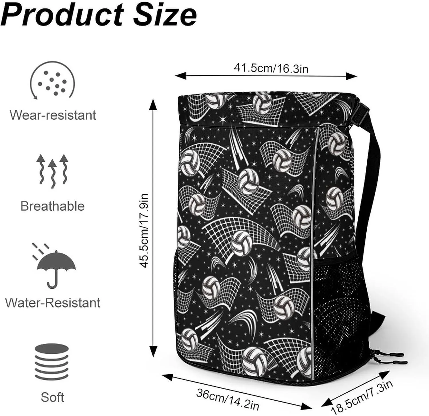 Volleyball Drawstring Backpack - Cool Cinch Sack, String Backpacks with Pocket for Kids Women Men Boys Girls for Gym Outdoor Sports Travel Athletic Drawstring Bag - Lightweight/Foldable
