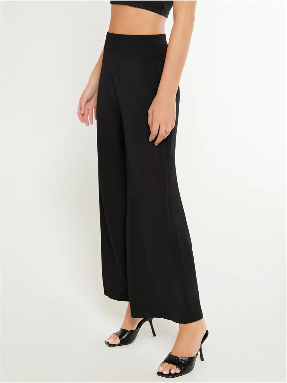 WDIRARA Women's High Waist Wide Leg Pants Casual Flowy Palazzo Trousers Loose Long Pants