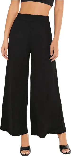 WDIRARA Women's High Waist Wide Leg Pants Casual Flowy Palazzo Trousers Loose Long Pants