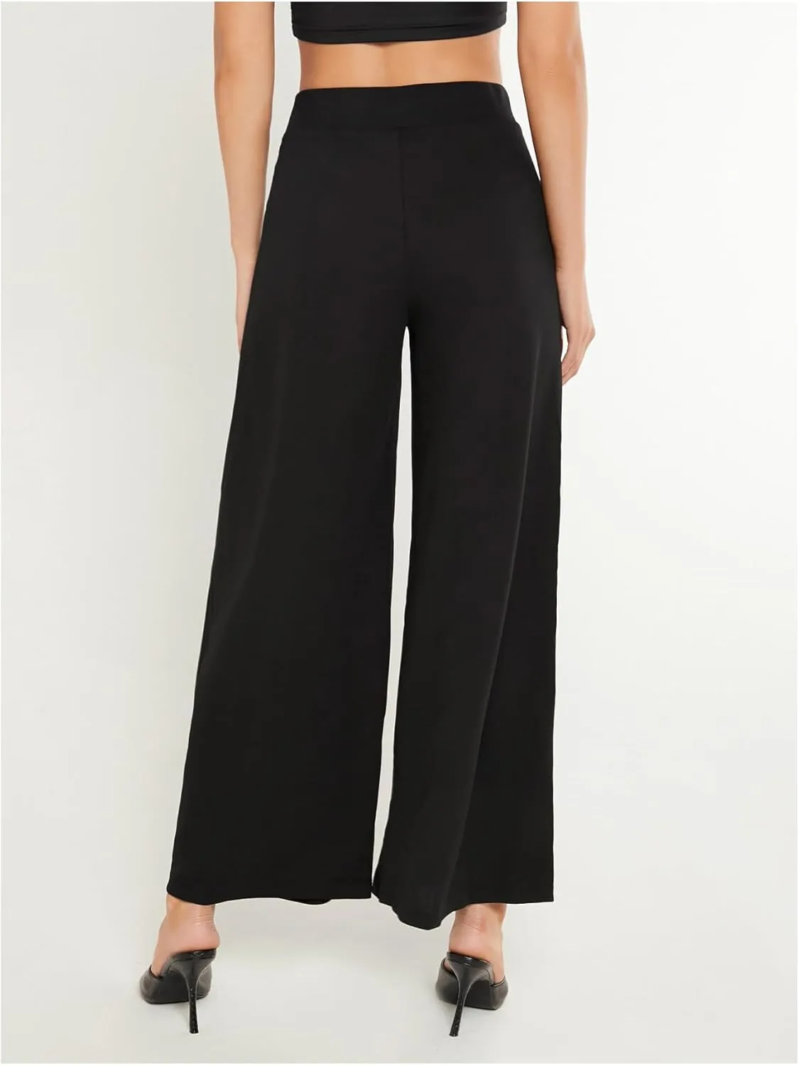WDIRARA Women's High Waist Wide Leg Pants Casual Flowy Palazzo Trousers Loose Long Pants