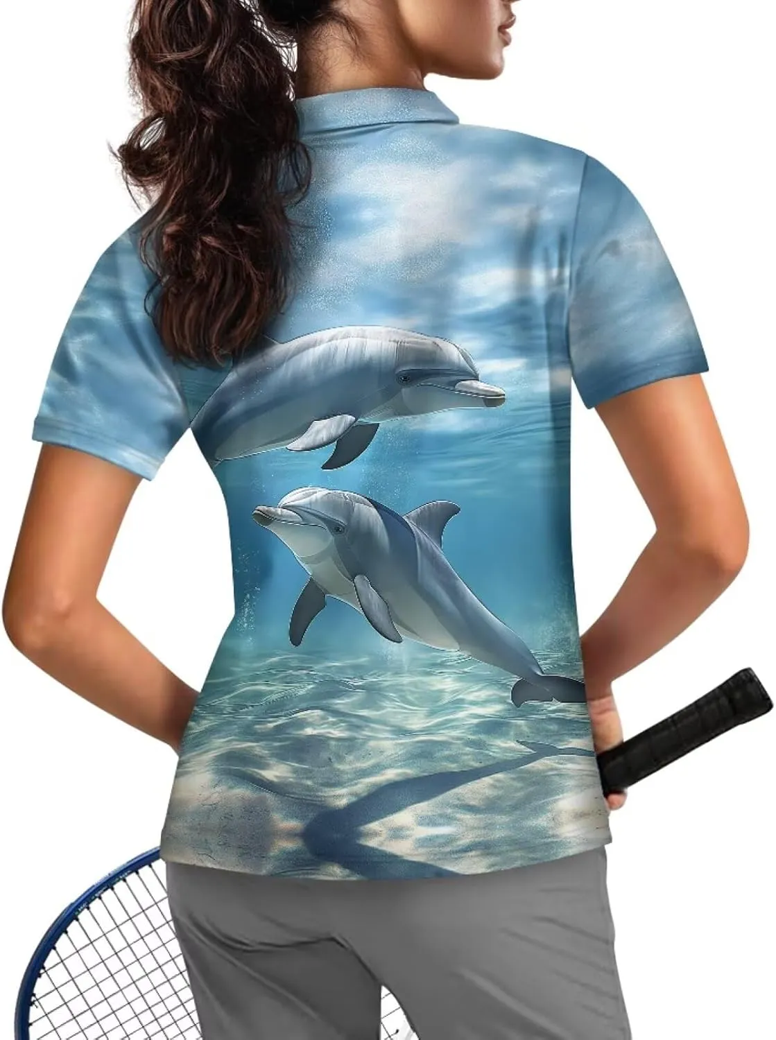 WELLFLYHOM Golf Shirts Short Sleeve Tennis Tops for Women Golf Top 1/4 Zip Workout Sport T-Shirt
