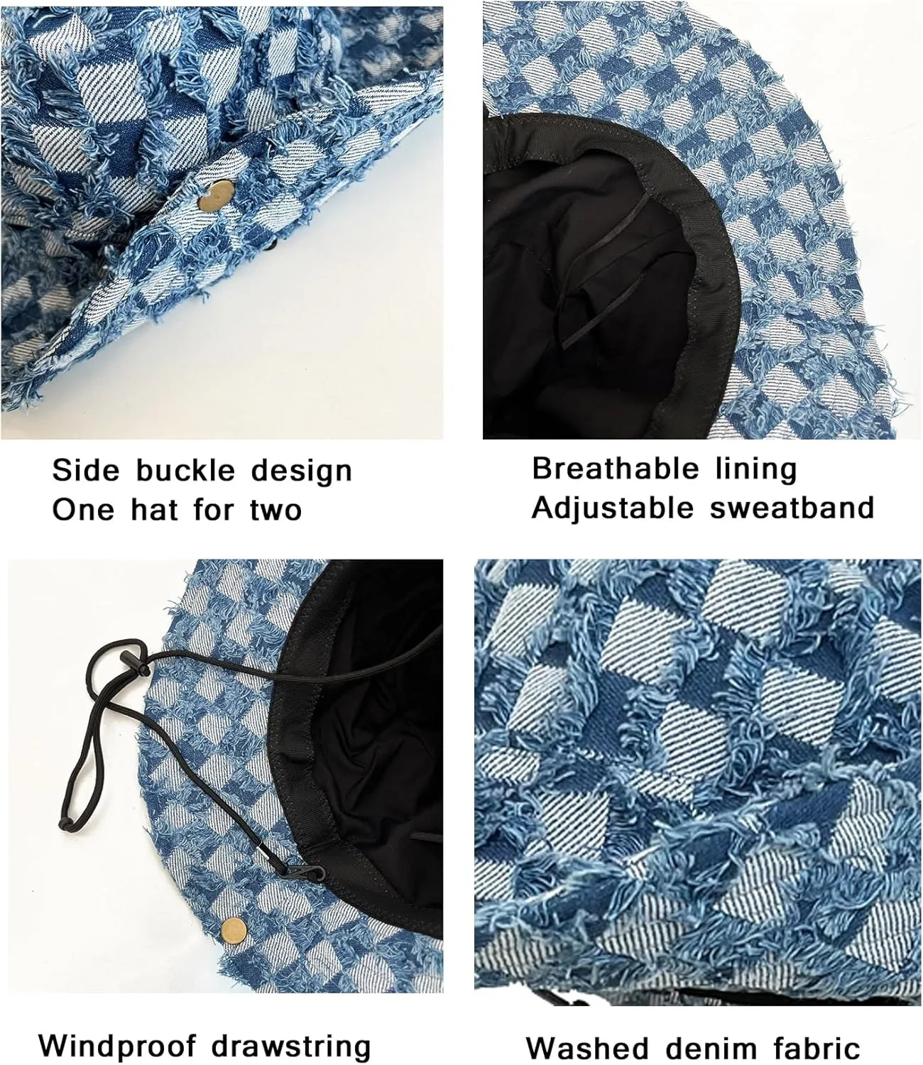 Wide Brim Bucket Sun Hat Packable Cotton Denim Cowboy Sun Hat for Women Men Summer Outdoor Fisherman Cap
